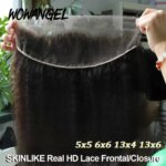 WOWANGEL HD Lace Invisible Real HD Lace Kinky Straight 13x4 13x6 HD Lace Frontal Only Pre Plucked 5x5 6x6 Lace Closure Melt Skin (New)