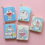 Hot Sale Doraemon Short Pouch Anime Printe Cute Wallet Cartoon Card Holder Mini Zipper Coin Purse Kawaii Purses Keychains Case (New)