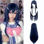 Snoya Danganronpa Maizono Sayaka cosplay wig 100cm long dark blue wig heat resistant fiber hair for Game Halloween Party (New)