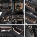 Wood Grain Car Gear Shift Panel Window Button Trim Air Vent Covers For Toyota Land Cruiser 250 Prado LC250 Interior Accessories (New)