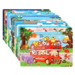 New 30 Pieces Wooden Puzzles Cartoon Animal Traffic Tangram Wood 3d Puzzle Montessori Educational Toys for Children Gifts (New)