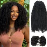 Afro Curly Pre-Separated Feather Crochet 100% Human Hair Feather Lite Crochet 3c/4a Curly Knotless Pre-Looped Hair Extension (New)