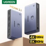 UGREEN HDMI 2.1 Switcher 8K 60Hz 4K120Hz HDMI-compatible Switch 3 in 1 Out with Remote Control Converter For Xbox PS5 Monitors (New)