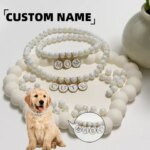 Customizable Personalised Pet Dog Cat Name Necklaces Collar with Plastic Beads for Small Dogs Kitten Rabbit Elastic Rope (New)