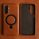 For Magsafe Bracket Ring Genuine Leather Case For Samsung Galaxy A17 A55 A56 A26 A36 A16 A07 A35 A13 A06 A34 A54 Phone Cover (New)
