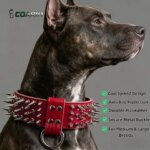 Red Leather Rivet Dog Collar Heavy Duty Metal Studded Adjustable for Small Medium Large Dogs (New)