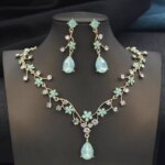 Rhinestone Water Drop Bridal Jewelry Sets for Women Choker Necklace Earring Set Wedding Bride Jewelry Sets (New)