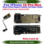 1TB Mainboard Clean iCloud With system For iPhone 16 Pro Max 512gb Logic Board 256G Full Function Support Update Motherboard