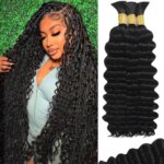 100g Human Hair Deep Wave Boho Braids Brazilian Curly Weave Extensions Bulk Braiding Hair for Styling (New)