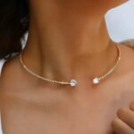 Fashion Rhinestone Large Pearls Heart Collar Choker Necklace for Women Simple Open Collar Necklace Torques Jewelry Accessories (New)