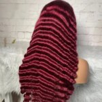 34 Inch 13x4 Deep Wave Lace Front Wigs Human Hair Pre Plucked 200 Density HD Transparent Lace Frontal Wigs Red Colored Wigs (New)