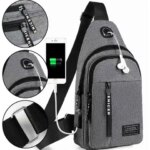 Mens Bag Solid Color Mens Chest Bag Outdoor Casual Fashionable Small Satchel Canvas Handbag Zipper Messenger Fashion Bags (New)