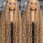Curly Wigs Deep Wave HD Lace Front Wig Human Hair Colored Brazilian Highlight Ombre 13x6 Lace Frontal Wig Human Hair For Women (New)