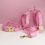 Custom Engraved Pink Lace Dog Collar - Personalized PetHarness Luxury Dog Accessories with Nameplate for Wedding Lace 02 (New)