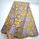 Hot Sale Bicolor African Water Soluble Lace Fabric With Sequins 2024 French Nigeria Guipure Cord Lace Fabric For Dress Materials (New)