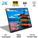 ZSUS 2160*1440 14 inch 2K Portable Monitor 60HZ Laptop XBox PS4 / 5 Switch TV Box Cell Phone PC Extension Mobile Bangladesh (New)