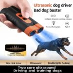 2025 Dual Head Ultrasonic Dog Repeller USB Rechargeable Dog Training Device High-Power Anti Bark Device with LED Flashlight. (New)