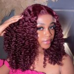 99j Burgundy Deep Bob Wig Human Hair Short Curly Wave 180% Density 13x4 Lace Front Wigs 4x4 T Part Lace Closure Wigs Brazilian (New)