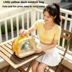Handheld Pet Carry Bag Breathable Multifunctional Bird Carrier Bag Transparent Window Wood Standing Small Pet Bag (New)