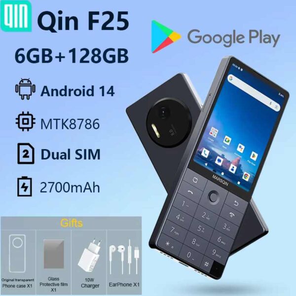 Qin F25 MTK8786 Not Unlock Google Play Android 14 Dual SIM Cards 6GB+128GB 2700mAh WIFI Bluetooth Touch 3.54Inch Screen