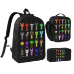 All My Sprunki Game Toys Backpack Boys Girls BookBag School Bag Shoulder Bags 3ps Insulated Lunch Bag Pencil Case (New)