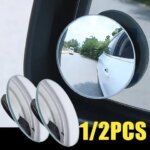 Car Blind Spot Rear View Mirror Wide Angle 360 Degree Adjustable Round Mirror Car Reverse Auxiliary Rearview Convex borderless (New)