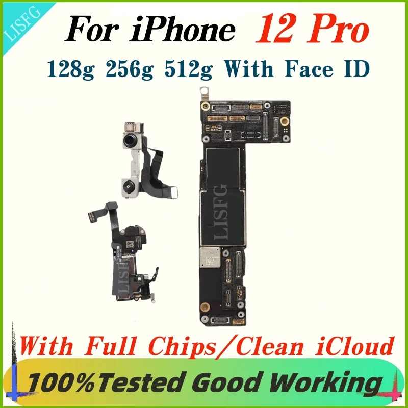 Full Working Unlocked For iPhone 12 Pro With Face ID Clean ICloud Mainboard Support Update Logic Board 100% Tested Full Chips