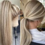 Highlight Ombre Ash Blonde Long Straight Lace Front Wig 200 Density Pre plucked 360 Synthetic Cosplay For Women Daily Party Use (New)