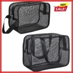 1PC Travel Black Mesh Cosmetic Bag Zipper Makeup Bag For Women Wash Toiletry Bag Makeup Organizer Portable Storage Pouch (New)