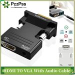 HDMI-compatible Female To VGA Male Converter with 3.5mm Audio Cable for PS4 Monitor Projector PC Laptop 1080P HD To VGA Adapter (New)
