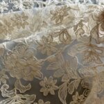W130cm French Lace Embroidery Floral Mesh Wedding Fabric Wholesale Peony Flower Embroidery Mesh Fabric Lace Full Width SC161 (New)