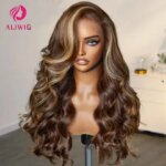 Highlight Wig Brazilian Remy Human Hair Pre Plucked 13x6 HD Lace Front Wig 13x4 Body Wave Lace Frontal Wig Honey Brown 4x4 Wigs (New)