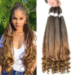 Extensions Pre Stretched Braiding Hair French Curly Crochet Hair Synthetic Hair Braid Easy Hot Water Set Pre-Stretched (New)
