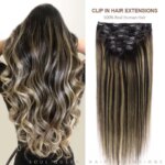 Clip In Hair Extension Human Hair Highlights Double Weft Natural Remy Human Hair Extensions Brazilian Clip In Hair Extensions (New)