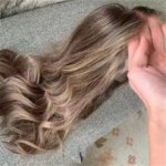 Premium Fibre Luxury HD Lace Top Wig Dark Blonde Balayage Invisible Lace Front Wig 5%Human Hair Comfortable Jewish Wig for Women (New)