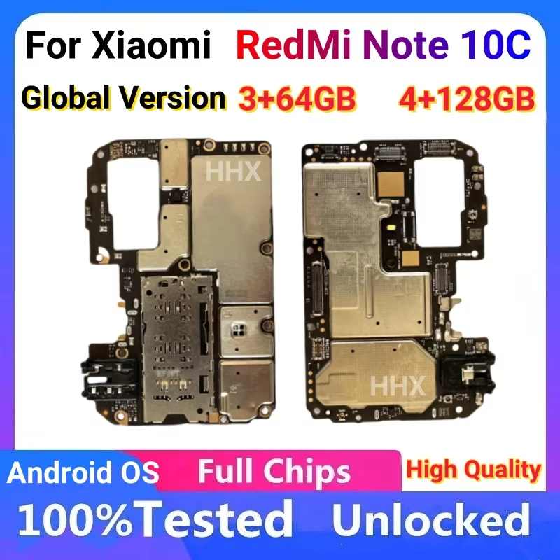 For Xiaomi Redmi 10C Motherboard Unlocked Android MIUI System Logic Board Full Chips Circuit Board 64GB 128GB Global Version