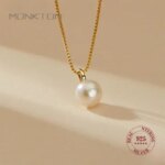 Monkton 925 Sterling Silver Freshwater Natural Pearl Necklace for Women Pendant Fashion Clavicle Chain Fine Jewelry Wholesale (New)