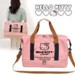 Hello Kitty Women Men Travel Bag Anime Cartoon Waterproof Gym Sport Bag Fitness Handbag for Men Storage Bags Shoulderbag Gift (New)