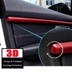4 PCS ABS Red / Carbon Interior Door Panel Stripe Cover Molding Trims Strip Decorative Kits For BMW 3 Series F30 F31 2013-2019 (New)