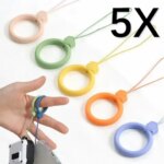 Soft Silicone Wrist Strap Lanyard IPhone 15 14 Samsung S24 Xiaomi Keychain Lanyards Finger Ring Mobile Phone Hanging Rope (New)