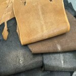 Special Black Yellow Brown Pearl Fish Leather Material Devil Fish Leather Material Leather Sword Handle Knife DIY Fabric (New)