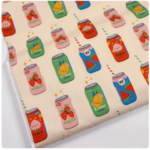 Cartoon Fruit Drink Can Print Pure Cotton Plain Fabric for DIY Handmade Patchwork Clothing Book Covers Table Cloth M148 (New)