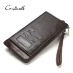 CONTACT’S Wristlet Bag Genuine Leather RFID Cellphone Wallet Long Purse Zipper (New)