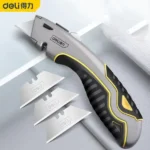 Deli DL411 Heavy-Duty Retractable Utility Knife | SK2 Blade & Zinc Alloy Cutter (New)
