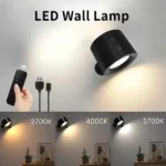LED Wall Sconces Light Touch Control Double Head Wall Lamp 360 Rotatable 3Colors (New)
