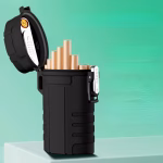 Outdoor Portable Waterproof and Windproof Cigarette Lighter Case with USB Rechargeable (New)