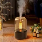 Retro Flame Air Humidifier Ultrasonic Usb Aroma Diffuser With Imitation Candle Night Light (New)