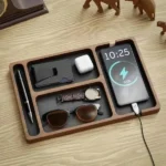 Wooden office desktop storage box solid wood partition storage tray (New)