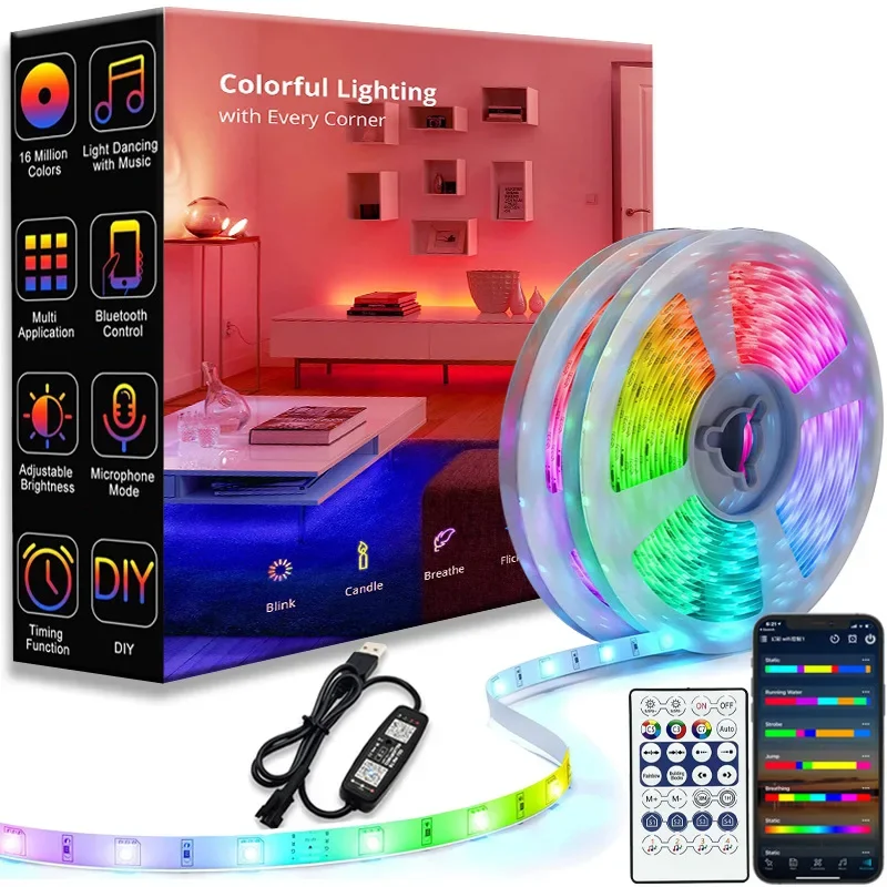 S421853d49a33434288dc50b20269992dM.webp LED Strip RGBIC WS2812b 1m30m RGBIC WS2812b LED Strip (New) - Image 1