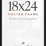Americanflat 18x24 Poster Frame - Slim Molding - Black Polished plexiglass front hangs vertical or horizontal sawtooth (New)